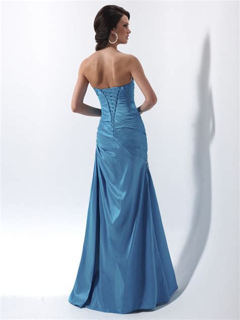 Turquoise Mermaid Strapless Sweetheart Lace Up Floor Length Satin Prom