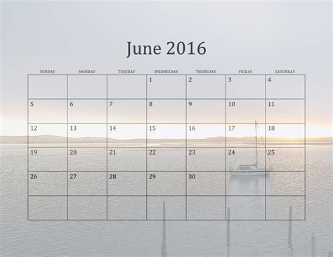 June 2016 Beach Calendar Free Stock Photo Public Domain Pictures