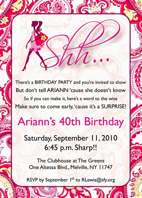 Free Printable Surprise 40th Birthday Party Invitations Free Printable