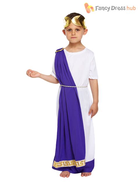 Kids Girls Boys Greek Roman Toga Fancy Dress Costume Goddess Caesar