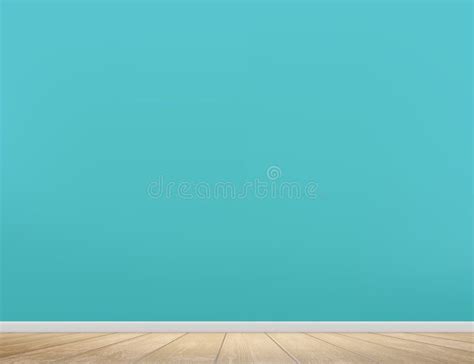 Empty Room With Wooden Floor And Green Walls Modern Interior Stock