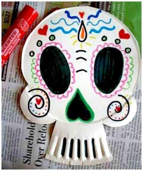 Paper Plate Sugar Skull Skull Crafts Halloween Crafts Plate Crafts