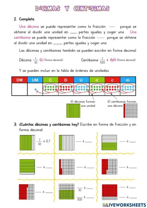 Fracciones Decimales Interactive Worksheet Live Worksheets