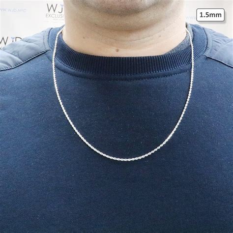 10k Solid White Gold 15mm Diamond Cut Rope Chain Necklace