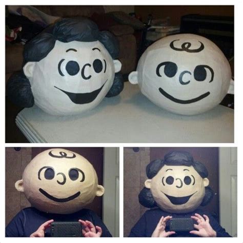 Homemade Charlie Brown And Lucy Costume Heads For