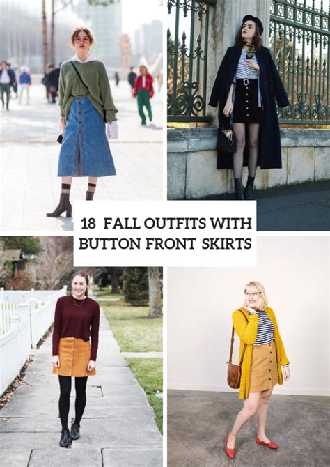 18 Button Front Skirt Outfits For This Fall Styleoholic