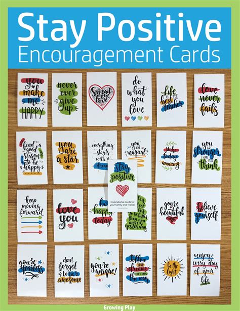 Stay Positive Encouragement Cards Growing Play
