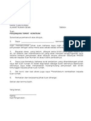 Mar 30, 2014 · laporan penuh latihan industri (pelajar politeknik perdagangan) 1. Tamat Kontrak Menamatkan Contoh Surat Penamatan Sewa Kedai