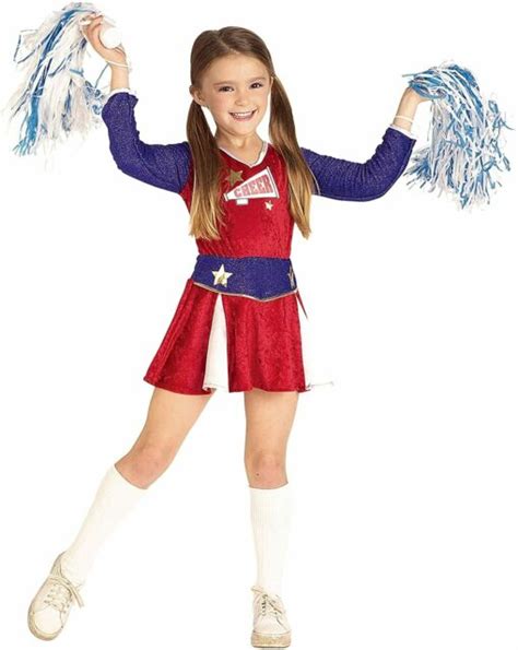 Cheerleader Girl Red White Blue Usa Cheer Fancy Dress Up Halloween