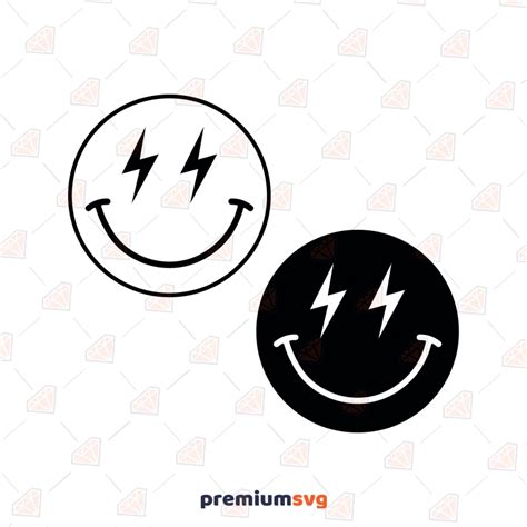 Lightning Eyes Smiley Face Svg Bolt Emoji Svg Digital Download