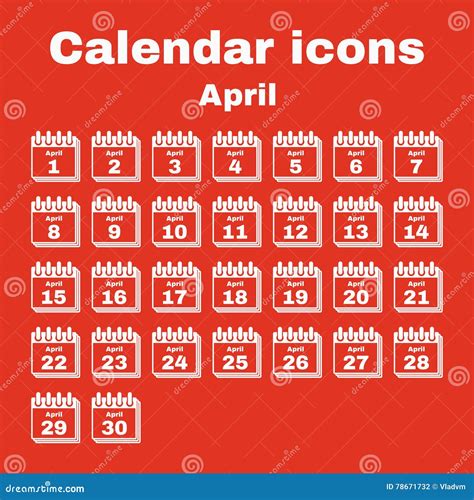 The Calendar Icon April Symbol Stock Vector Illustration Of