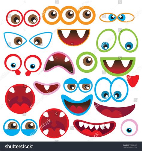 Cute Monsters Eyes And Mouth Vector Illustration Fête Sur Le Thème