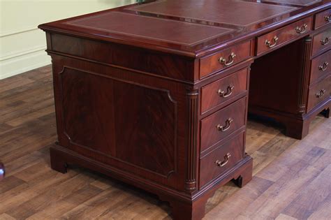 Large High End Leather Top Executive Mahogany Office Desk Ebay