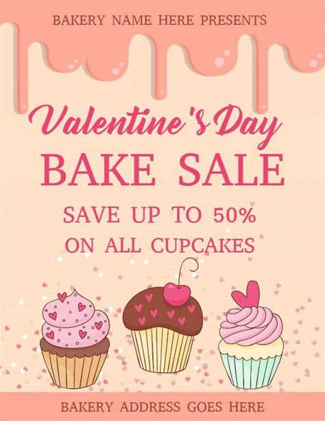 Valentines Day Bake Sale Flyer Design Template Bake Sale Poster Bake Sale Flyer Fundraising