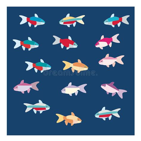 Fishes Different Colors Stock Illustrations 121 Fishes Different