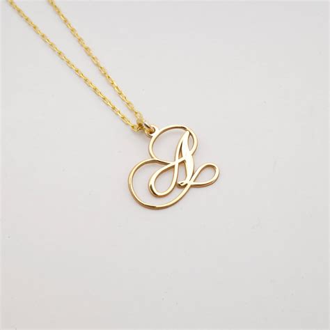 14k Solid Gold Initial Necklace 14k Gold Letter Etsy