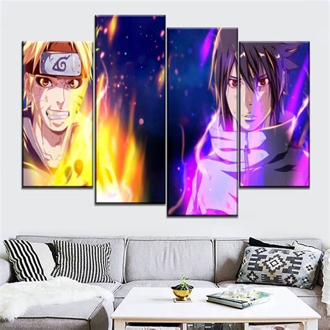 Canvas Framework 3 Panel Naruto Uzumaki And Sasuke Uchiha Painting Wall
