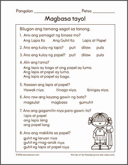 Grade 1 Reading Worksheets Tagalog Thekidsworksheet