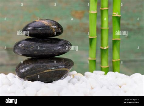 Stacked Stones In Japanese Zen Garden Stock Photo Alamy