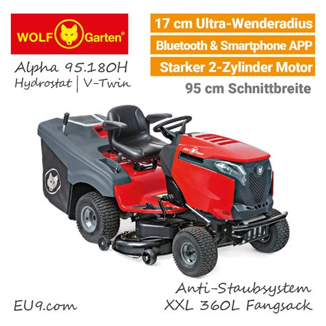 Jetzt bei eu9.com günstig kaufen! Wolf-Garten Alpha 95.180 H Rasentraktor V-Twin - wendig ...