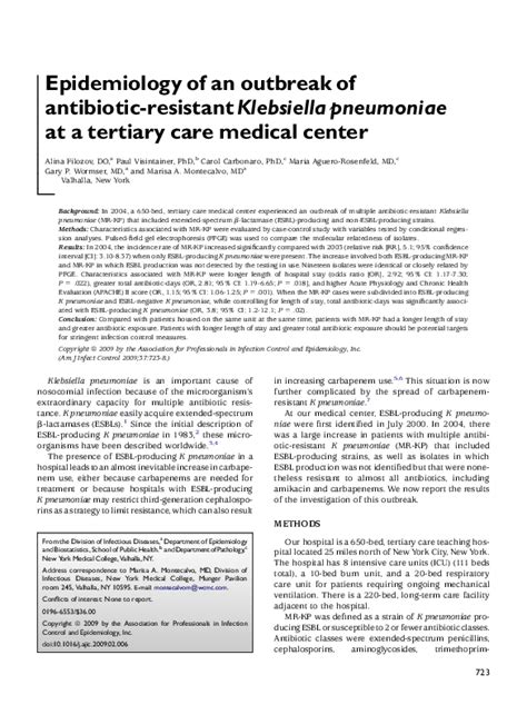 Pdf Outbreak Of A Multiresistant Klebsiella Pneumoniae Strain In An Intensive Care Unit