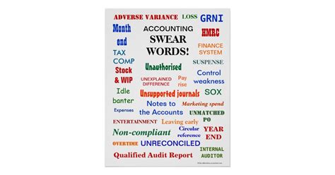 Accounting Swear Words Uk English Poster Zazzle