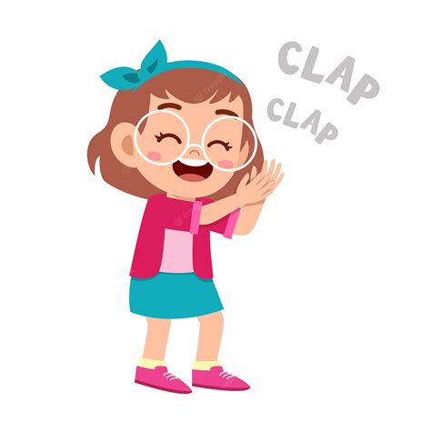 Premium Vector Cute Happy Kid Clap Hand Cheer Smile