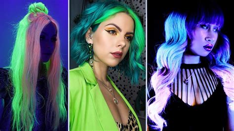 10 top amazing easy neon rainbow hair color transformation tutorial compilation dying hair