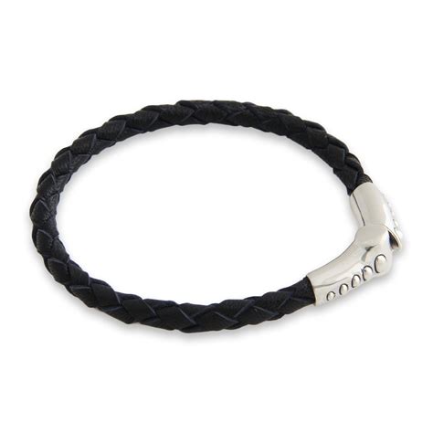 Unicef Market Sterling Silver And Braided Leather Bracelet Pulse