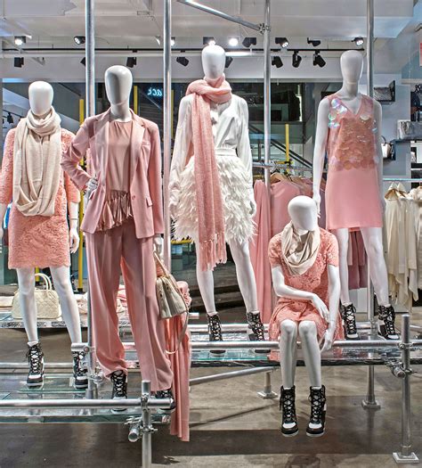 Dknys Soft Pink Window Display Visual Merchandising Fashion