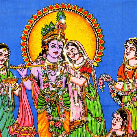 Lord Radha Krishna Rasa Lila Dance With Gopis Cloth Fabric Poster