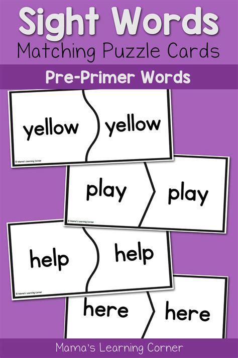 Practice Basic Sight Words For Kindergarten With Puzzle Cards Mamas