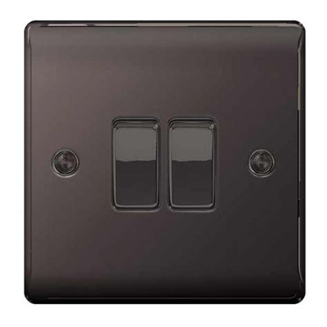 Bg Nexus Black Nickel Double Light Switch Nbn42 Electric Vault Ltd