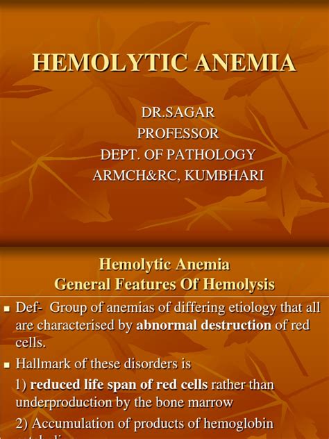 Hemolytic Anemia Pdf Anemia Hematology