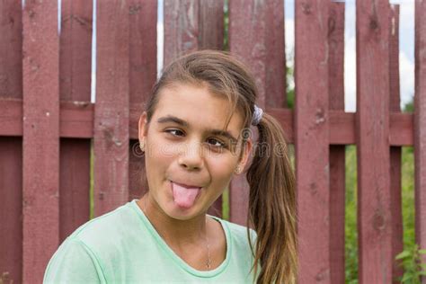 Beautiful Teenage Girl Showing Tongue Stock Image Image Of Beautiful