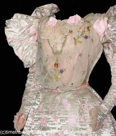 Spectacular Belle Epoch Era C1895 Pink Brocade Gown Ebay Cotton