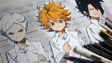 Drawing Norman Emma And Ray From The Promised Neverland Youtube