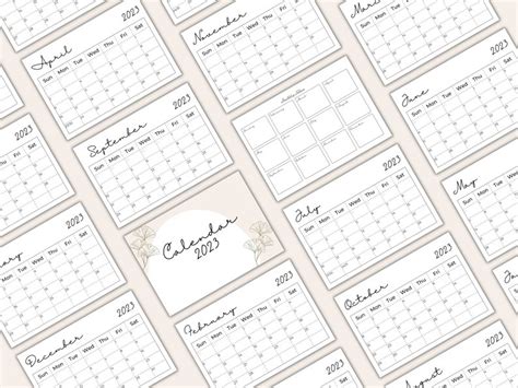 Minimalist Calendar 2023 Printable Canva Template Planner Etsy