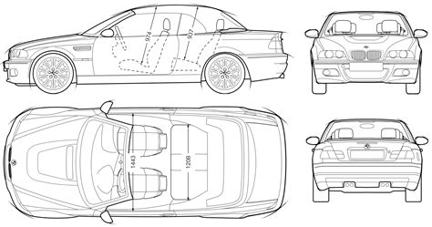 Bmw M3 Cabrio E46 Blueprints Vector Drawing Bmw M3 E46 Sketch