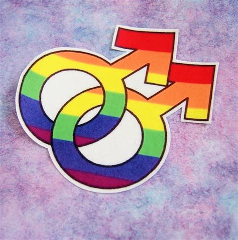 Double Male Rainbow Symbol Gay Pride Iron On Patch Mtcoffinz Etsy
