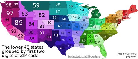 Two Digit Zip Code Zones Of The Continental Us 1920x828