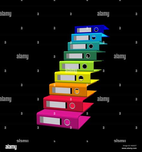 Empty Colorful File Foldersisolated On Black Backgroundstairway From