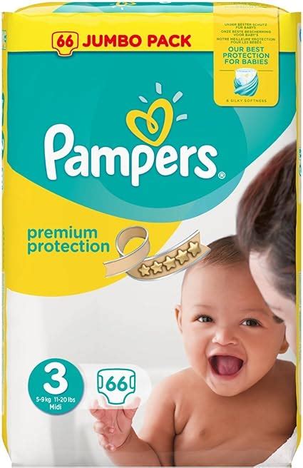 Pampers Premium Protection Jumbo Pack Size 3 66 Nappies