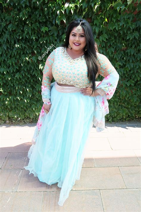 Plus Size Lehenga In Mint Green Blush Pink And Gold Anisahaq On Instagram Indian Outfits