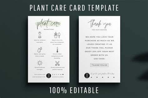 Editable Plant Care Card Template With Instruction 1878589