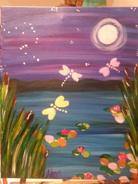 Dragonflies In Moonlight 2 Painting Art Moonlight