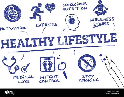 Healthy Lifestyle Chart With Keywords And Icons Stock Vector Image