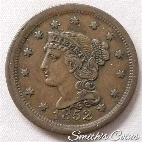 1852 Braided Hair Liberty Head Large Cent ~ Au For Sale Buy Now