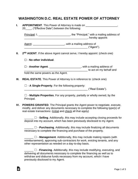 Free Washington Dc Power Of Attorney Forms 11 Types Pdf Word