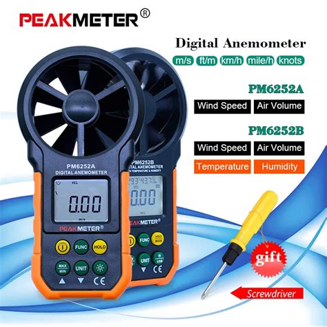 Peakmeter Pm6252a Digital Lcd Anemometer Handheld Air Wind Speed Meter